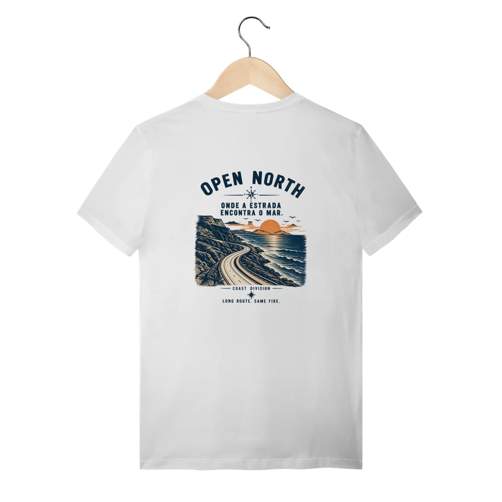 Camiseta Coast — Branco — mockup oficial, costas