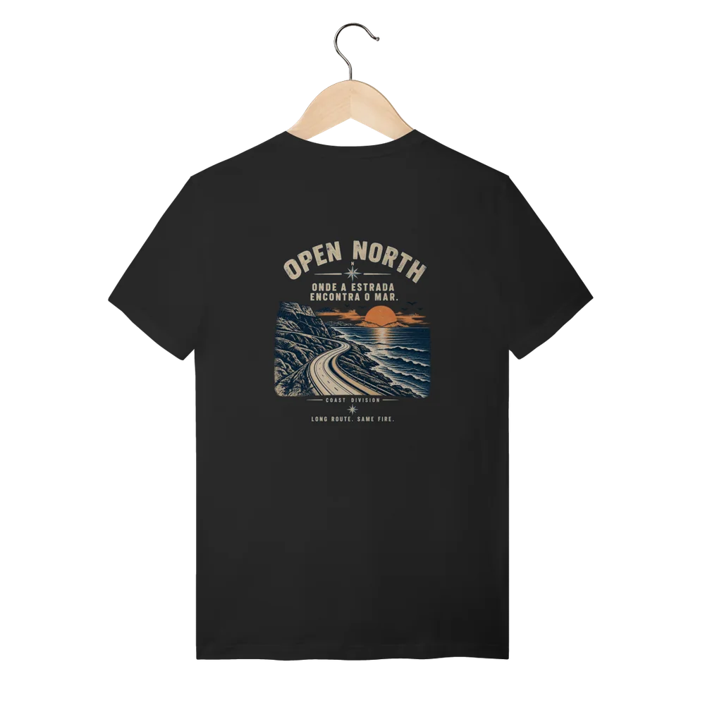 Camiseta Coast — Preto — mockup oficial, costas
